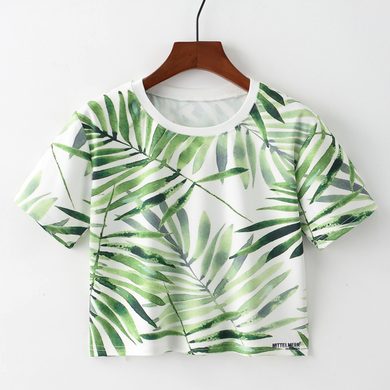 Artguy New Spring Summer Women Fashion Short Sleeve Green Leaf Printed Cropped T shirt Crop Top Ladies Tee Harajuku Tops
Artguy New Spring Summer Women Fashion Short Sleeve Green Leaf Printed Cropped T shirt Crop Top Ladies Tee Harajuku Tops