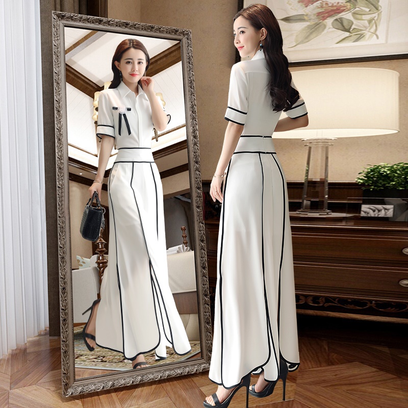 White Black Korean Women Business Suit Summer 2020 Womens Two Piece Sets Chiffon Elegant Woman Pants And Blouse Set DD2159
White Black Korean Women Business Suit Summer 2020 Womens Two Piece Sets Chiffon Elegant Woman Pants And Blouse Set DD2159