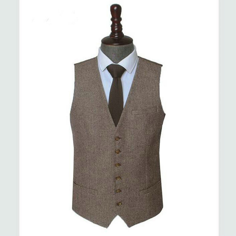 Custom Made Woolen Retro brown Herringbone Tweed British style Mens wedding vest+charcoal grey color
Custom Made Woolen Retro brown Herringbone Tweed British style Mens wedding vest+charcoal grey color