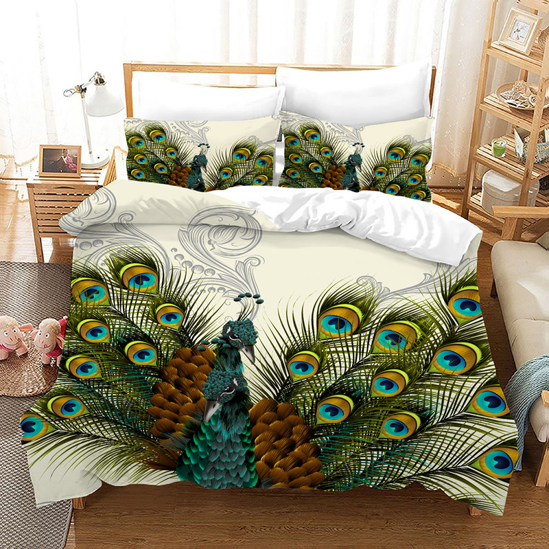 Peacock series 3D cross-border three-piece bedding set foreign trade home textile quilt cover bedding
Peacock series 3D cross-border three-piece bedding set foreign trade home textile quilt cover bedding