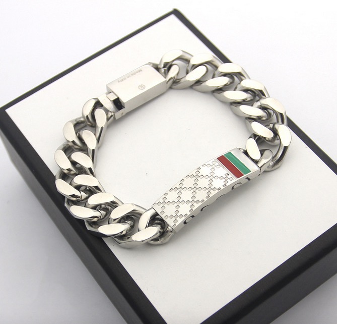 Newest Titanium steel bracelets for men letter style design red green plaid bracelets thick chain bracelets without box, Black
Newest Titanium steel bracelets for men letter style design red green plaid bracelets thick chain bracelets without box, Black