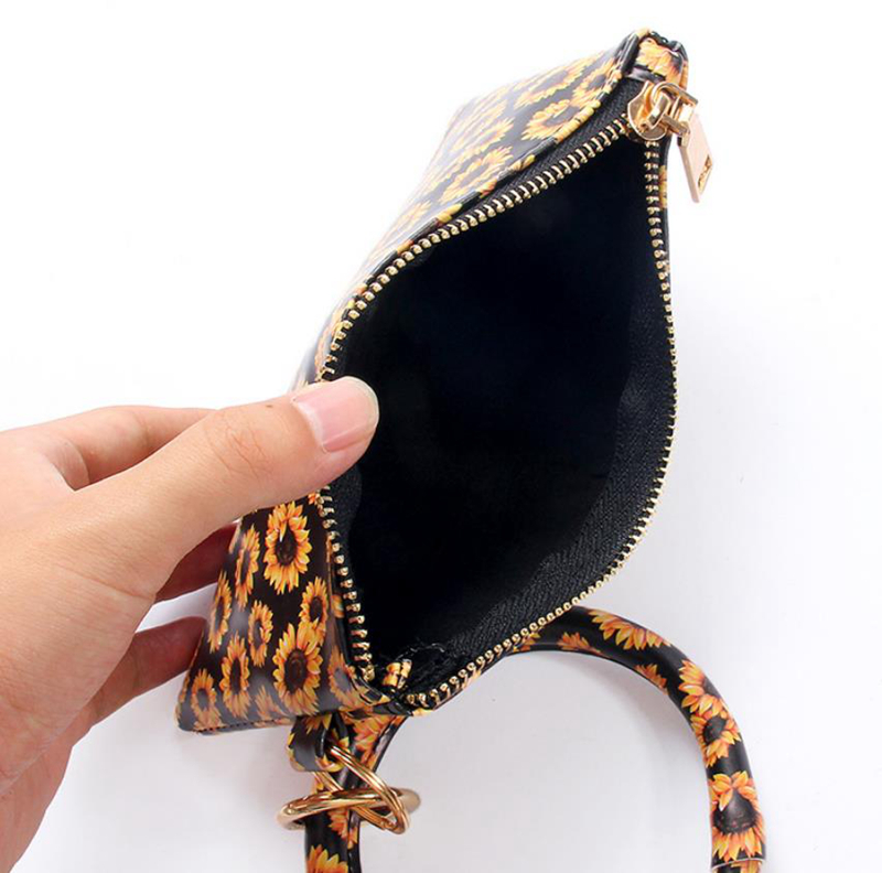 Wristlet Bags Bangle Keyring PU Leather Wristlet Keychain Bracelets Hanging Change Purse Phone Bag Women Girls Christmas Jewelry 10pcsDW4824