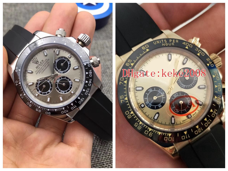 2 colors Excellent good quality Wristwatches 116518 116519 gray Rubber Strap no chronograph 2813 Movement Automatic Mens Watch men Watches