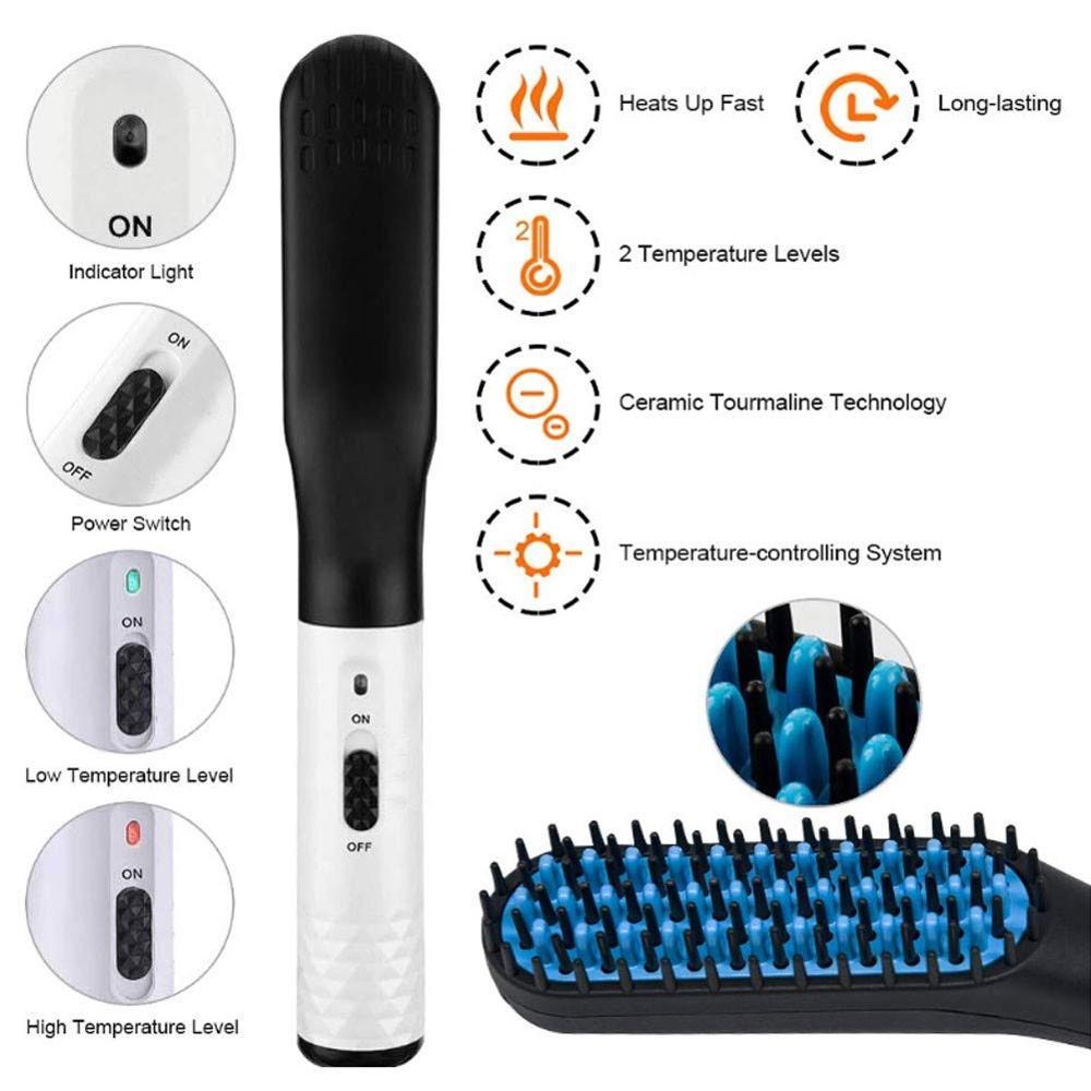 2019 Updated Beard Straightener Man's Hair Flat Iron Fast Heated Straightening Comb Beard and Hair Show Cap Hair Styler For Male CX200721