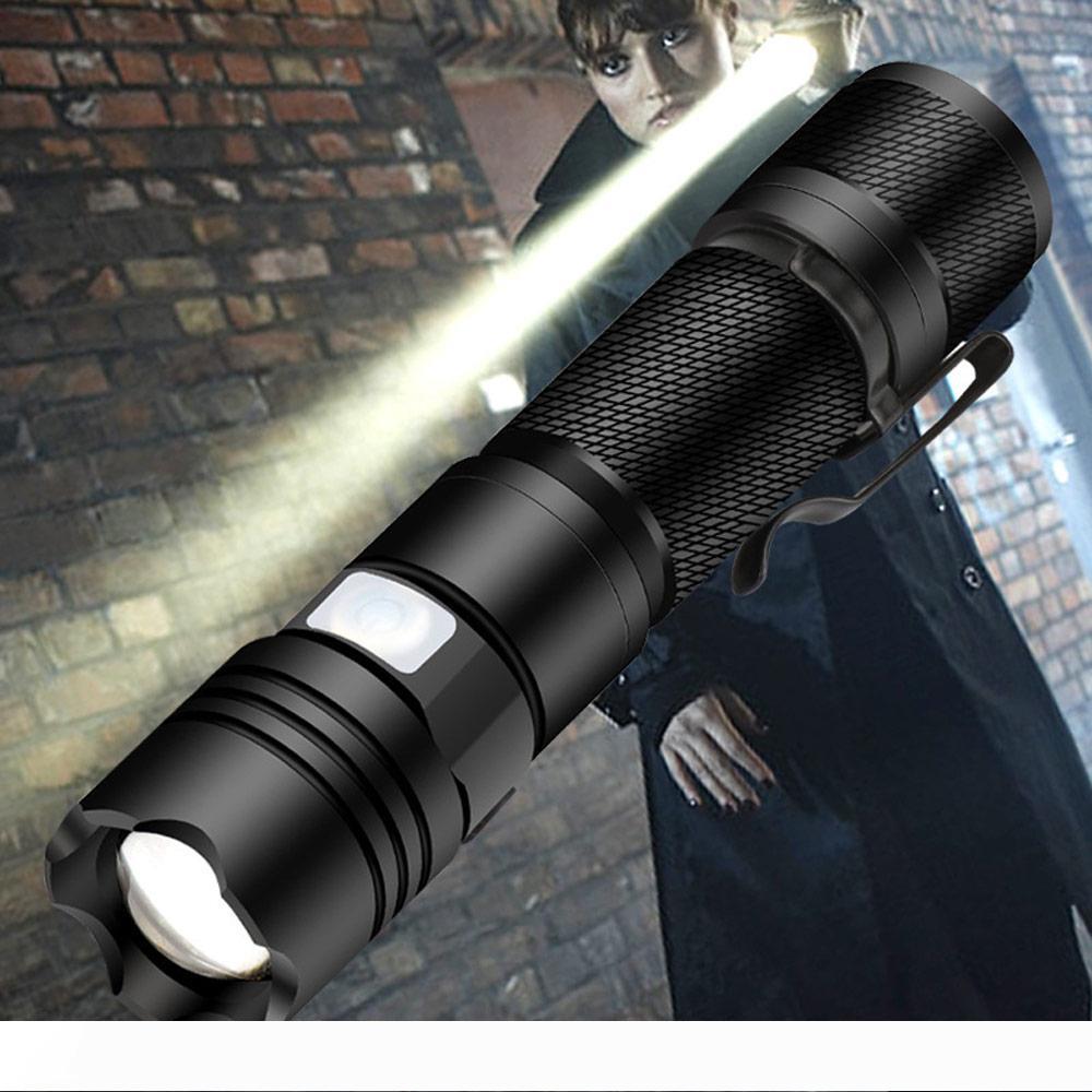 BRELONG 10w 800lm Mini Portable 5 Mode LED Flashlight Flashlight Adjustable Focus Zoom Light Bulb Black