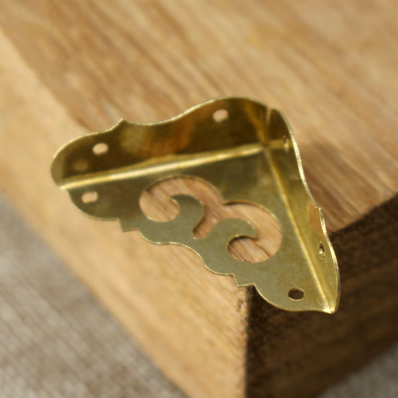 4pcs antique brass corner bracket furniture desk cabinet jewelry box wood box hardware corner guard hollow classic flower corner