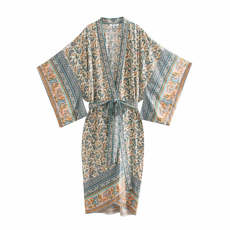 women florals print bat sleeve beach Bohemian Kimono dress Ladies V neck Tassel Summer Boho robe vestidos
women florals print bat sleeve beach Bohemian Kimono dress Ladies V neck Tassel Summer Boho robe vestidos
