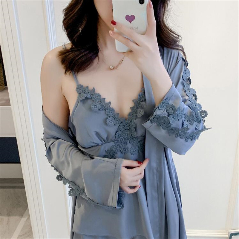 Gray Sexy Bride Bridesmaid Wedding Robe Bathrobe Women Lace 2pcs Robe Set Nightgown Casual Home Clothing Intimate Lingerie, Navy blue b
Gray Sexy Bride Bridesmaid Wedding Robe Bathrobe Women Lace 2pcs Robe Set Nightgown Casual Home Clothing Intimate Lingerie, Navy blue b