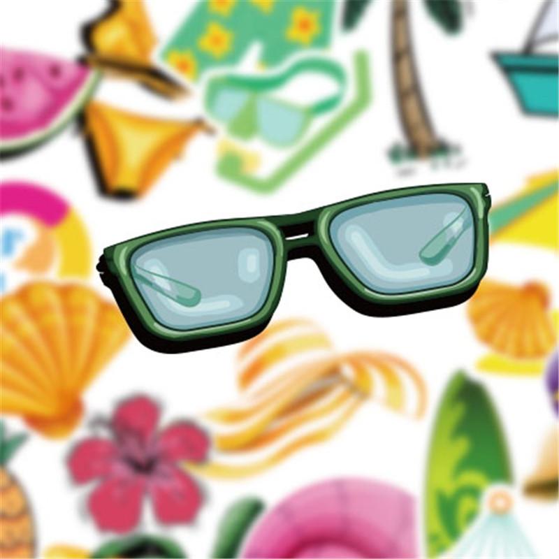 5 Sets=250PCS Summer Beach Waterproof Sticker Trolley Case Guitar Cup Sticker