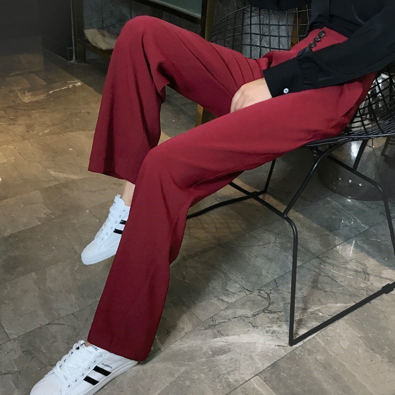 Women 2020 Spring Autumn New All-match Chic High Waist Suit Trouser Female Solid Wide Leg Pants Elegant Full-Length Pants G407, Burgundy
Women 2020 Spring Autumn New All-match Chic High Waist Suit Trouser Female Solid Wide Leg Pants Elegant Full-Length Pants G407, Burgundy