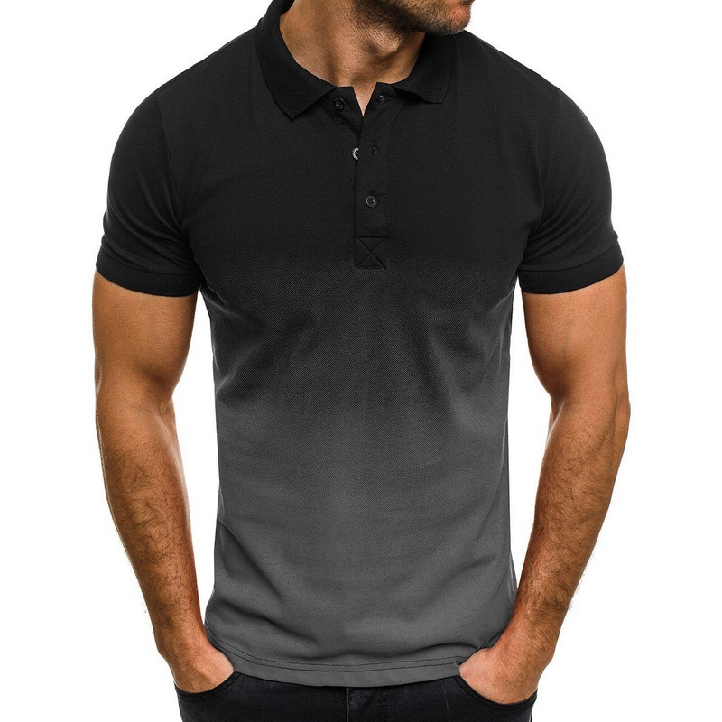 Laamei Man Shirt Mens Casual Business Golf Tennis Shirt Gradient Short Sleeve Tops High Quantity Breathable Plus Size1
