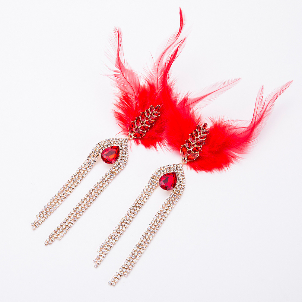 EH7934 exaggerated feather tassel earrings women's fashion Diamond bohemian style
EH7934 exaggerated feather tassel earrings women's fashion Diamond bohemian style