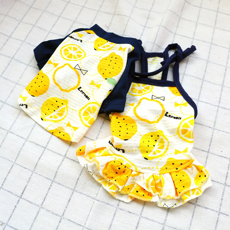 Yellow Lemon Dog Apparel Tshirts Animals Clothes Couples Dress Lovers Pet Skirts Smock Walking Small Dogs Wearing Pets Supplies 15jq C2
Yellow Lemon Dog Apparel Tshirts Animals Clothes Couples Dress Lovers Pet Skirts Smock Walking Small Dogs Wearing Pets Supplies 15jq C2