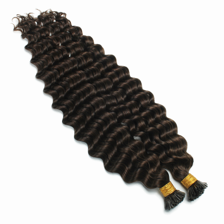 Deep Wave I Tip Virgin Brazilian Human Dark Brown Color Pre Blonded Stick Hair Extensions 100G 1G/Strand
