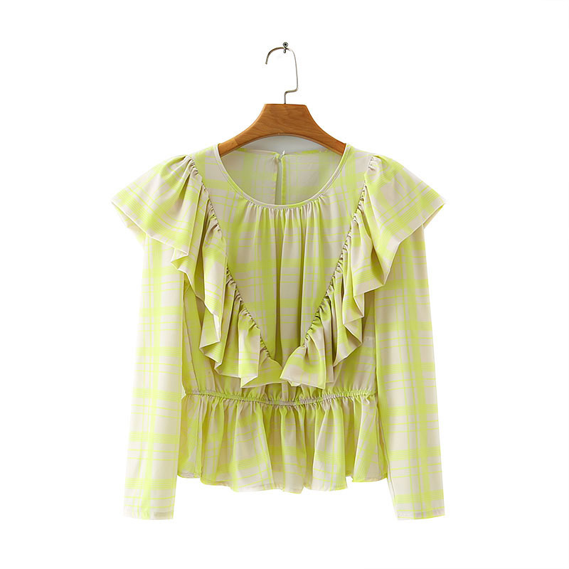 cs928 Summer Women Fashion Plaid Print Ruffles Long Sleeve blouse Ladies Casual Blouses Shirts Tops, Yellow
cs928 Summer Women Fashion Plaid Print Ruffles Long Sleeve blouse Ladies Casual Blouses Shirts Tops, Yellow