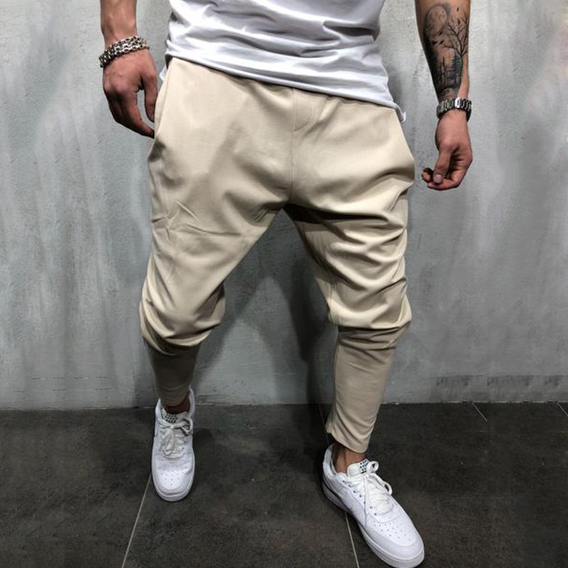 Men's Casual Solid Color Harem Pants, Hip Hop Ankle-Tied Trousers, Breathable And Comfortable For Sports B4