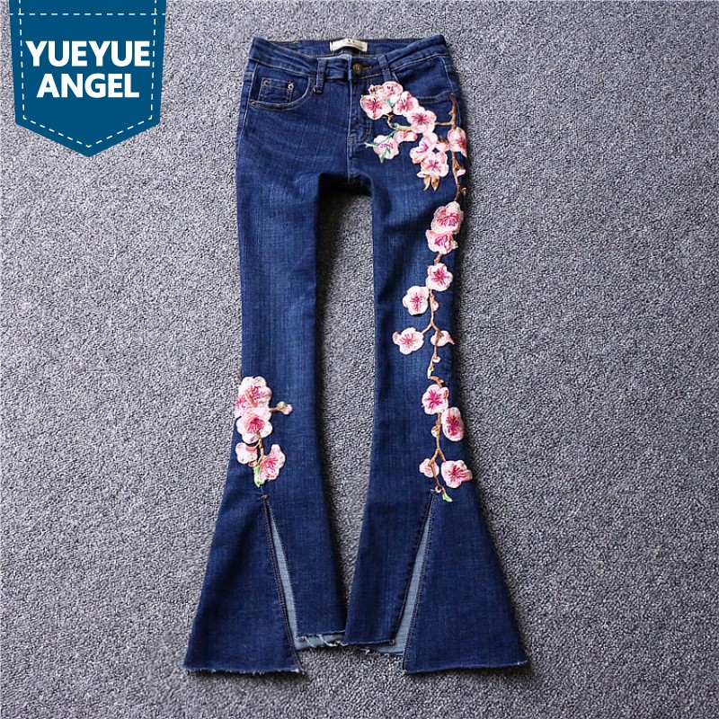 High Street Split Tassel Slim Flare Jeans Woman Embroidered Flower Casual Trousers Summer Blue Fashion Denim Wide Leg Pants -XL, As picture
High Street Split Tassel Slim Flare Jeans Woman Embroidered Flower Casual Trousers Summer Blue Fashion Denim Wide Leg Pants -XL, As picture