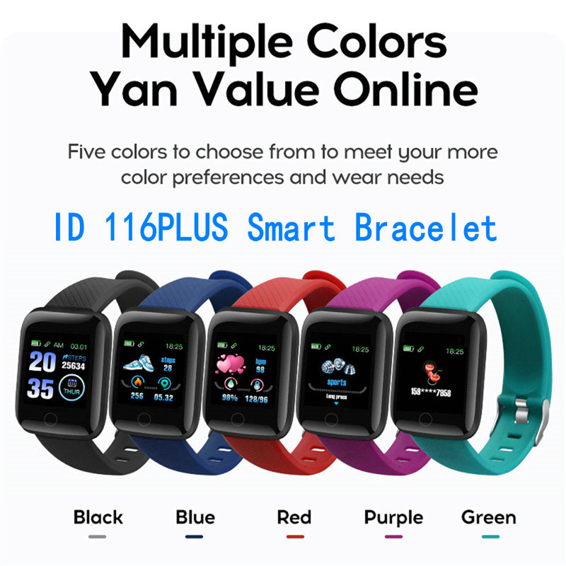 

Colorful Screen 116Plus Smart Band Bracelet Fitness Tracker Pedometer Heart Rate Blood Pressure Health Monitor 116 Plus Smart Wristband