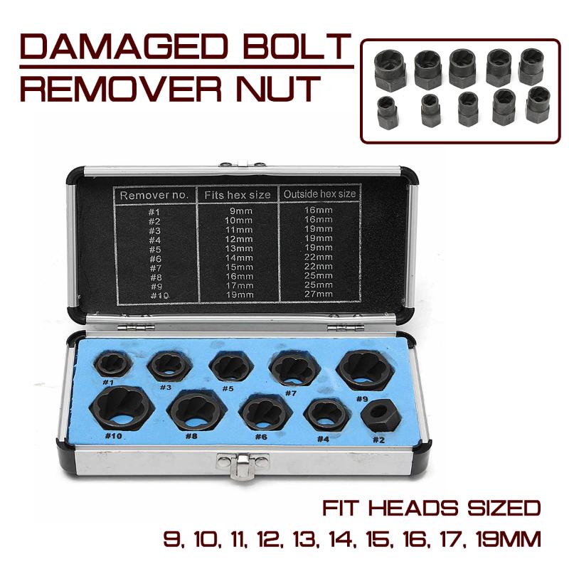 10 pcs/set Damaged Bolt Nut Screw Remover Extractor Removal Set Nut Removal Socket Tool Threading Hand Tools Kit With Box Cased
10 pcs/set Damaged Bolt Nut Screw Remover Extractor Removal Set Nut Removal Socket Tool Threading Hand Tools Kit With Box Cased