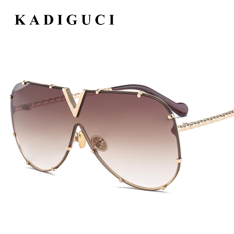 KADIGUCI Fashion Sunglasses Men Women Brand Designer Metal Frame Oversized Personality High Quality UV400 Unisex Sun Glasses K414