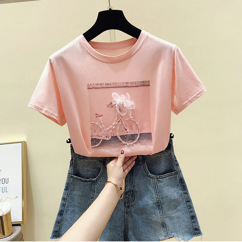 BOBOKATEER Fashion T-shirt Female Summer Tops Kawaii Pink Tee Shirt Femme White T shirt Women Clothes 2019 New Camisas Mujer CX200713