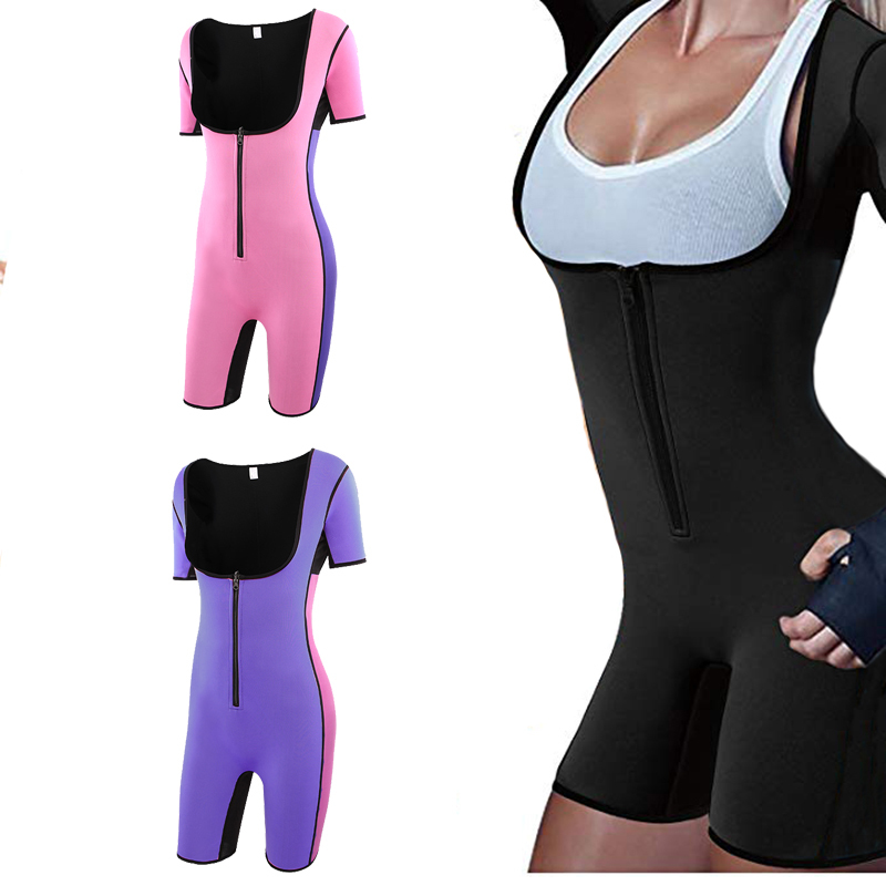 Hot Body Shapers Women's Slimming Shapewear with Zipper Neoprene Sauna Shorts Suit Underbust Bodysuit Leg Fajas Waist Trainer CX200731