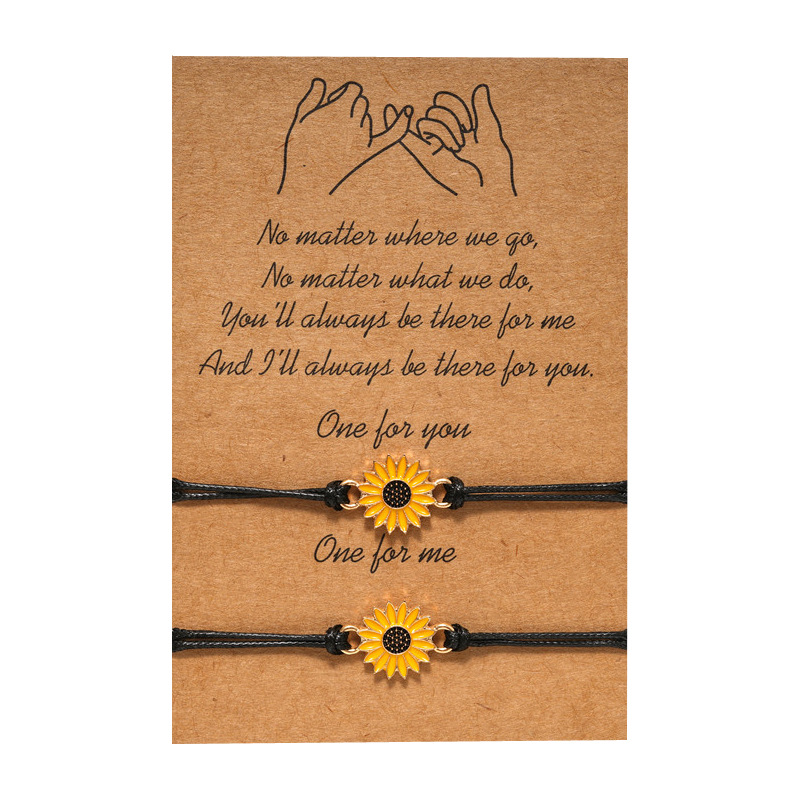 20pcs/10sets Sunflower Flower Charm Wish Card Adjustable Bracelets Friends Forever Lover Women Girl Couple Fashion Jewelry, Golden;silver
20pcs/10sets Sunflower Flower Charm Wish Card Adjustable Bracelets Friends Forever Lover Women Girl Couple Fashion Jewelry, Golden;silver