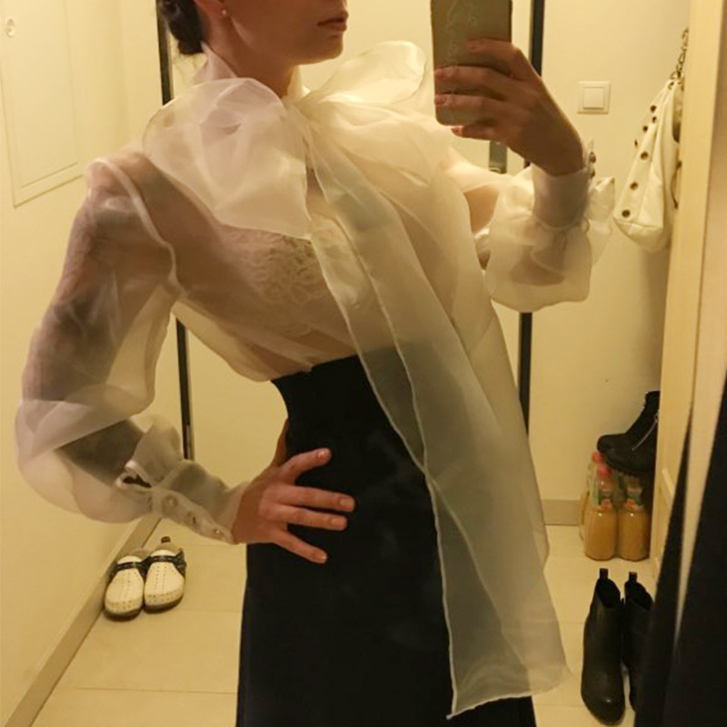 DEAT 2020 New Summer Fashion Patchwork Solid Slim Single-breasted Perspective Bow Lace-up Long Sleeve Shirt Top Women SB497, Black
DEAT 2020 New Summer Fashion Patchwork Solid Slim Single-breasted Perspective Bow Lace-up Long Sleeve Shirt Top Women SB497, Black