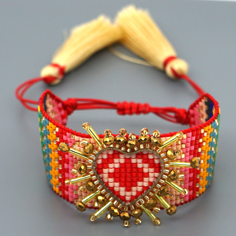 Go2boho MIYUKI 3D Heart Bracelet Bohemian Bracelets Pulseras Mujer Moda 2019 Women Armband Jewelry Boho Chic Handmade Loom Beads CX200730