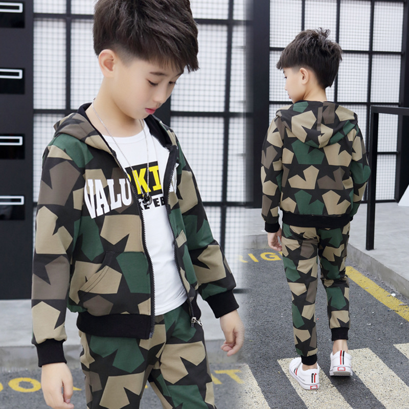 3-14T Boys Long Sleeve Camouflage Clothing Set For Spring & Autumn 2020 New Children's Clothing Fashion Sweatshirt Sport Suits, Grass green
3-14T Boys Long Sleeve Camouflage Clothing Set For Spring & Autumn 2020 New Children's Clothing Fashion Sweatshirt Sport Suits, Grass green