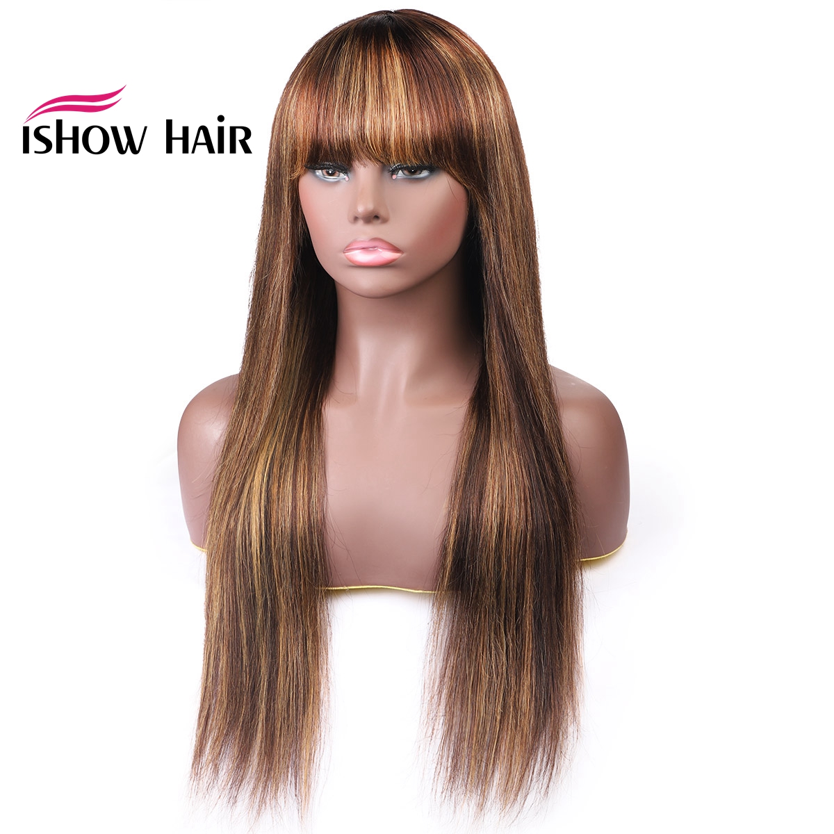 ishow hair brazilian 4 27 straight human hair wigs with bangs 27 30 99j orange ginger peruvian none lace wigs indian hair malaysian