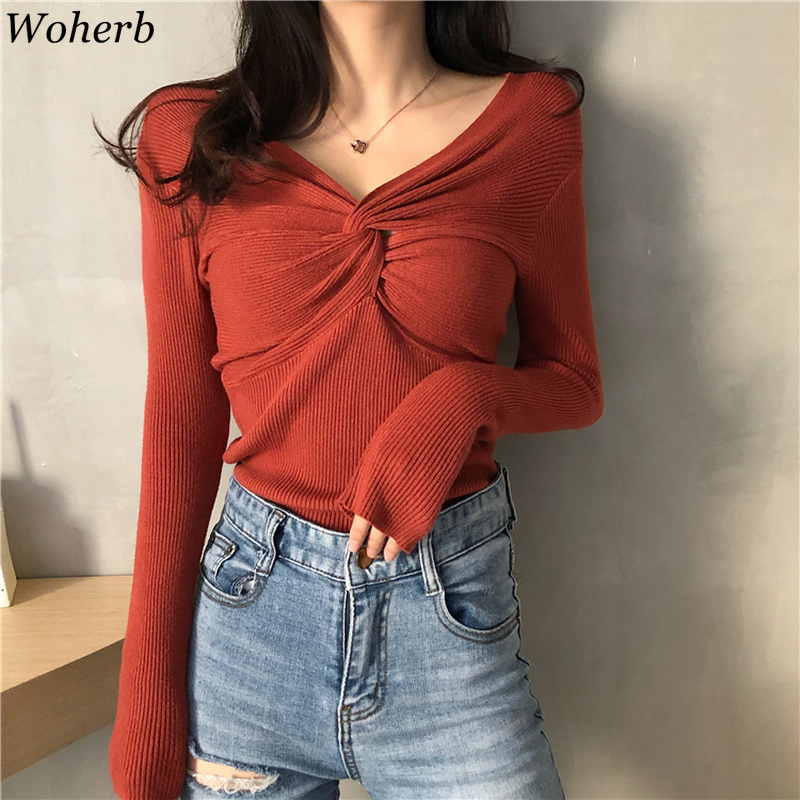 Woherb Casual Slim Knitted Sweater Solid Color Cross V-neck Soft Women's Pullover Office Fashion Chic Korean Fashion Autumn 2020, Khaki
Woherb Casual Slim Knitted Sweater Solid Color Cross V-neck Soft Women's Pullover Office Fashion Chic Korean Fashion Autumn 2020, Khaki