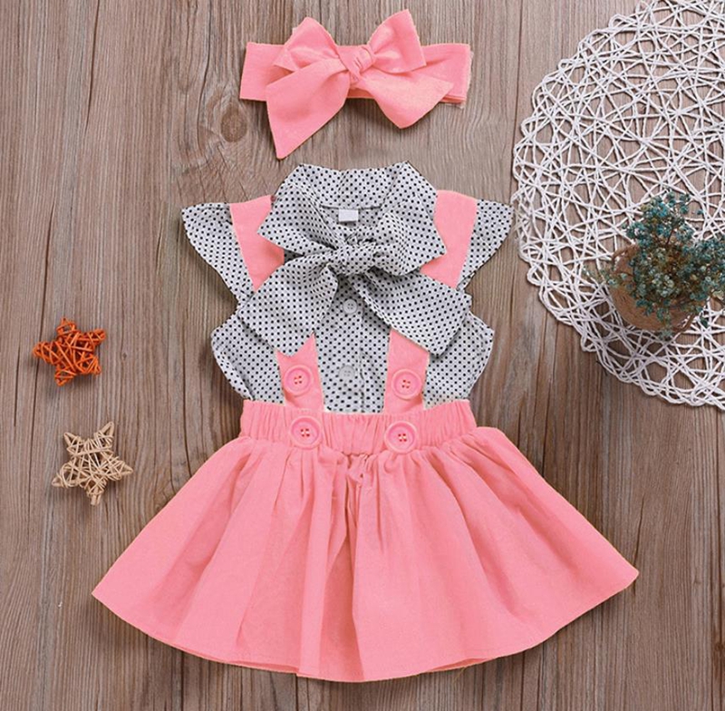 Baby Girl Clothes Set Toddler Girls Dot Shirts Solid Skirts Headband 3pcs Sets Boutique Children Outfits Summer Clothing 4 Color DW5633, White
Baby Girl Clothes Set Toddler Girls Dot Shirts Solid Skirts Headband 3pcs Sets Boutique Children Outfits Summer Clothing 4 Color DW5633, White