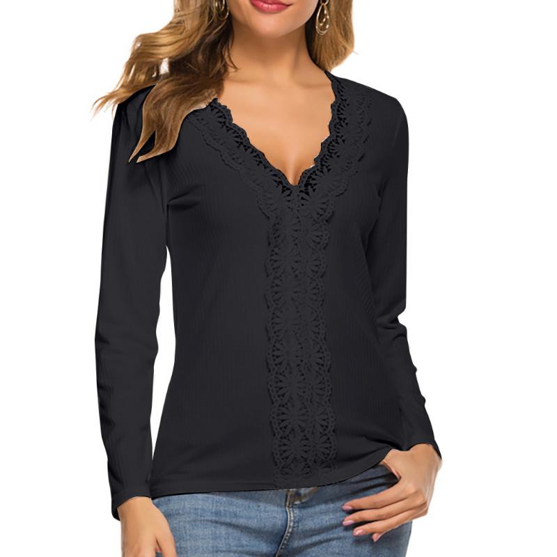 Women Full Sleeve V-neck Blouse Shirts 2020 New Black Lace Basic Pullovers Autumn Winter Jumpers Ladies Knit Shirts#0724LJC
Women Full Sleeve V-neck Blouse Shirts 2020 New Black Lace Basic Pullovers Autumn Winter Jumpers Ladies Knit Shirts#0724LJC