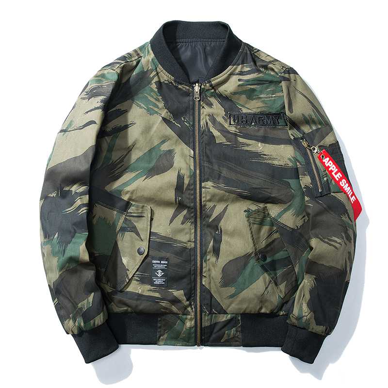 Autumn Men Camouflage Army Bomber Jacket Letter Embroidery Baseball Jacket Fashion Design Hip Hop Double-sided Youth Couple Coat, Gray camouflage 
Autumn Men Camouflage Army Bomber Jacket Letter Embroidery Baseball Jacket Fashion Design Hip Hop Double-sided Youth Couple Coat, Gray camouflage