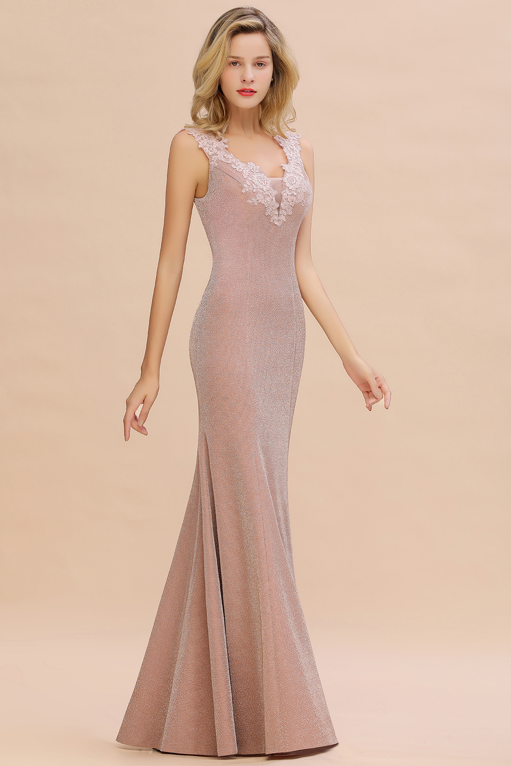 Babyonlinedress Prom Dresses 2019 Long Pink Mermaid Formal Party Gown Elegant Lace Applique V Neck Sleeveless vestidos de gala CPS1344