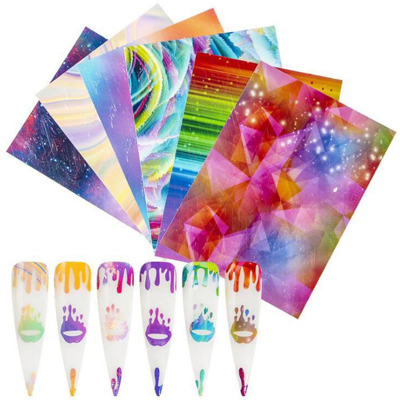 16 Sheets/set Aurora Flame Nail Sticker Holographic Colorful Fire Reflections Nail Decal Self-adhesive Foils DIY Nail Art Decoration Decoracion De Una