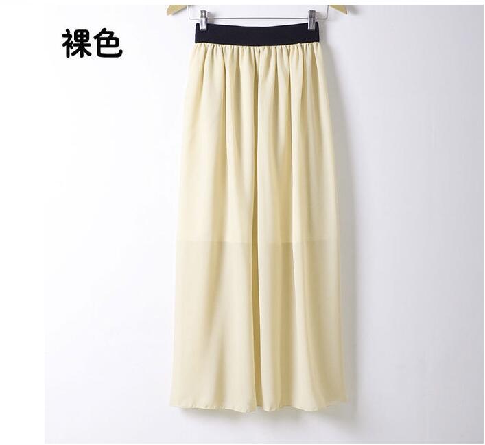 Casual Women Double Layer Chiffon Pleated Elastic Waist Skirt Free shipping and Drop shipping XJ017 explosion models
