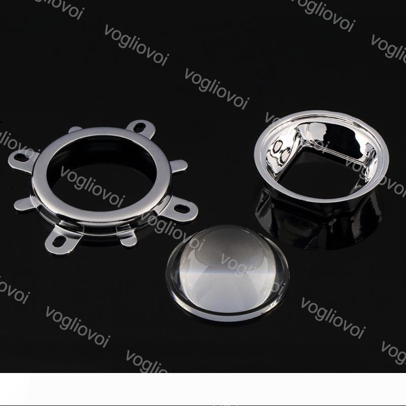 LED Lens 44mm Optical Glass 60 120 Degree + 50mm Reflector Collimator + Fixed Bracket for 20W 30W 50W 100W COB High Power Chip DHL