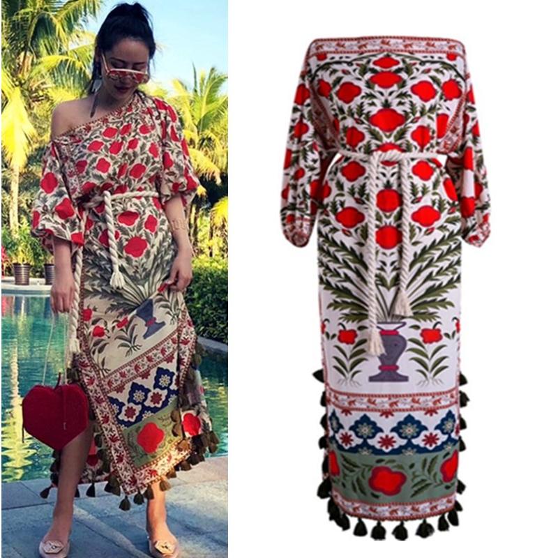 High Quality Brand Women Boho Cut Long Dress Vestidos Tassels Floral Print Slash Neck Loose Beach Vacation Dresses Female CC078, Multi
High Quality Brand Women Boho Cut Long Dress Vestidos Tassels Floral Print Slash Neck Loose Beach Vacation Dresses Female CC078, Multi