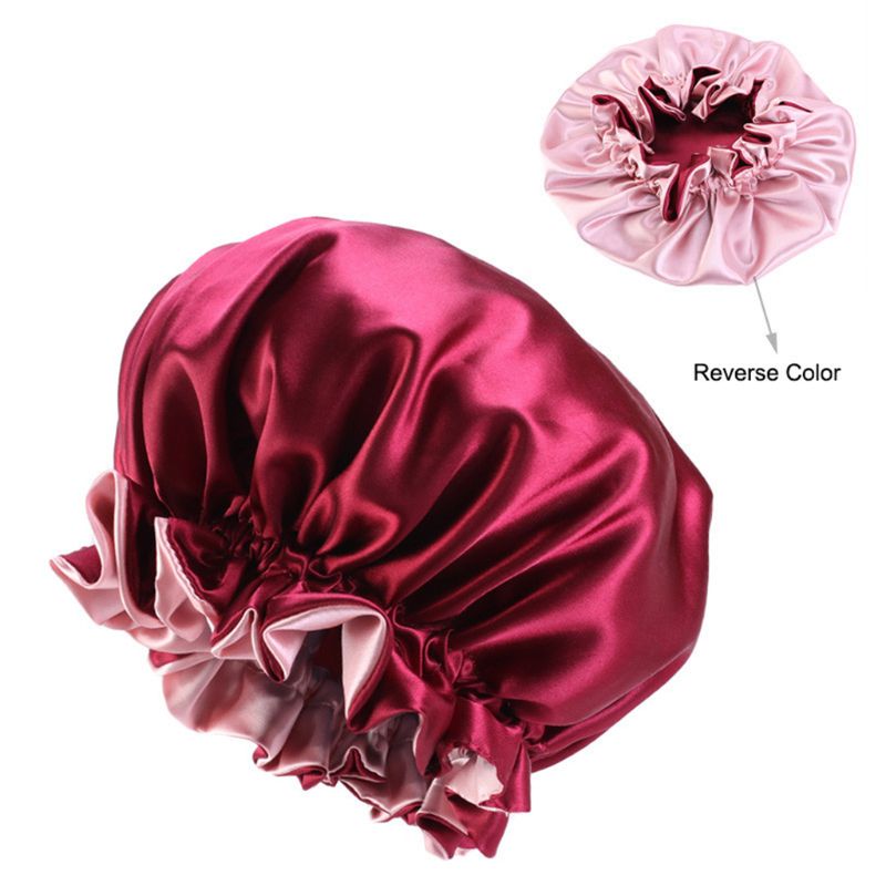 Women Double Layer Satin Sleep Bonnet Cap Extra Large Solid Color Elastic Ruffles Reversible Hair Loss Chemo Night Hat, Black
Women Double Layer Satin Sleep Bonnet Cap Extra Large Solid Color Elastic Ruffles Reversible Hair Loss Chemo Night Hat, Black