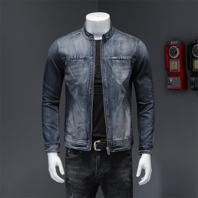 Winter 2020 Denim Jackets Men vintage High Quality Business Casual Stand collar streetwear Jean Jacket Coat Male baseball Coats1