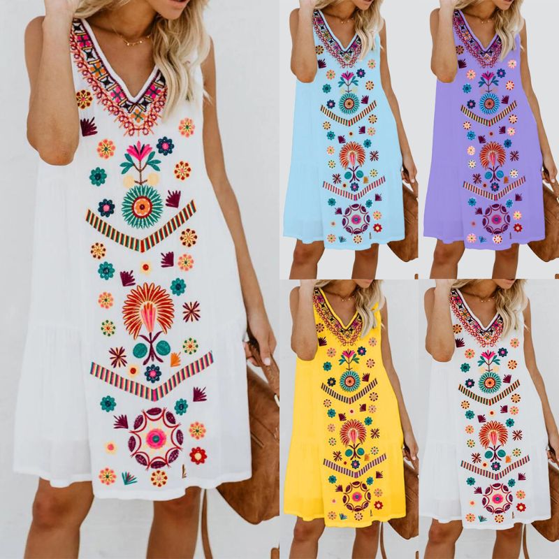 Plus Size Women Boho Sleeveless V Neck Sundress Ladies Holiday Beach Dress Tops Women Beach Party Dress
Plus Size Women Boho Sleeveless V Neck Sundress Ladies Holiday Beach Dress Tops Women Beach Party Dress