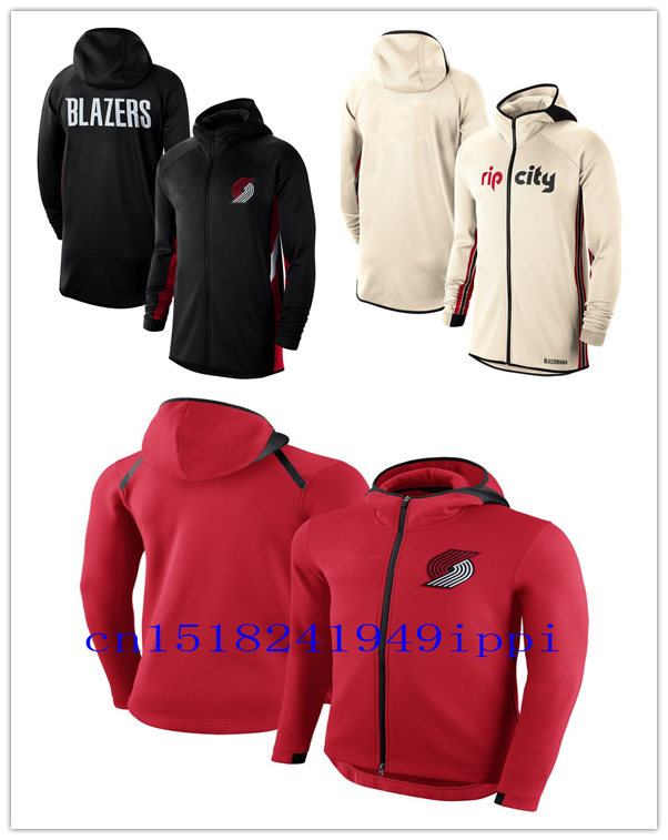 

Portland Trail Blazers MEN Heathered jacket Authentic Earned Edition Showtime Therma Flex Performance Full-Zip Hoodie