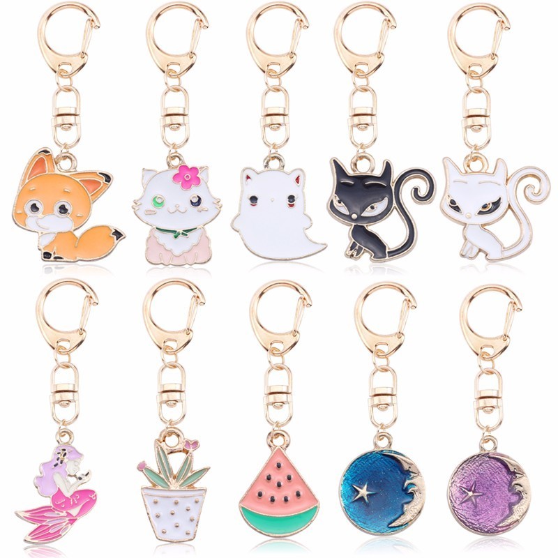 DIY Anime Ainimal Cute Cat Kechain For Women Kawaii Kitty Keychain Mermaid Moon Metal Key Chain Jewelry Gift Drop Shipping
DIY Anime Ainimal Cute Cat Kechain For Women Kawaii Kitty Keychain Mermaid Moon Metal Key Chain Jewelry Gift Drop Shipping