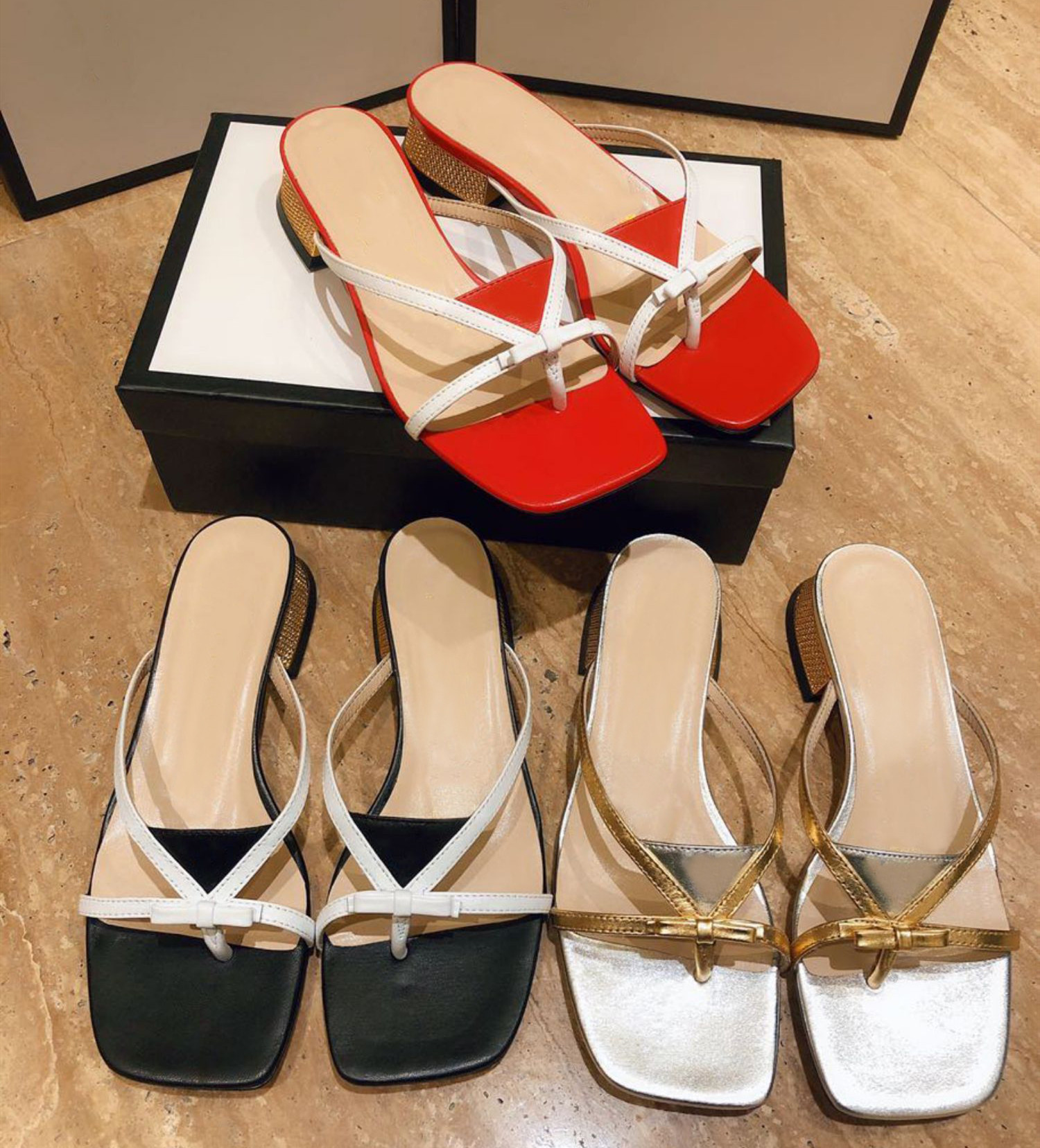 Luxury Designer Bowtie Women Slides Slippers Flip Flops Square Toe Beach Sandals Female Mid Heels Pumps Casual Party Shoes, Silver+gold
Luxury Designer Bowtie Women Slides Slippers Flip Flops Square Toe Beach Sandals Female Mid Heels Pumps Casual Party Shoes, Silver+gold