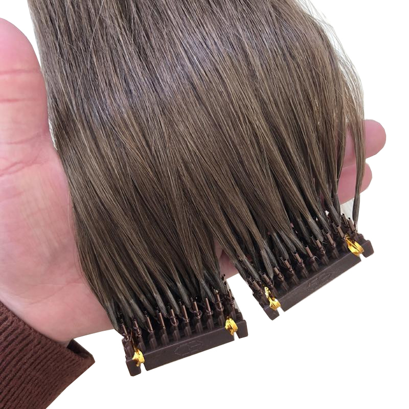100% Real Human 6D Hair Chotolate Brown Color Slik Straight 6D Hair Extensions 100G 10Strands /Row