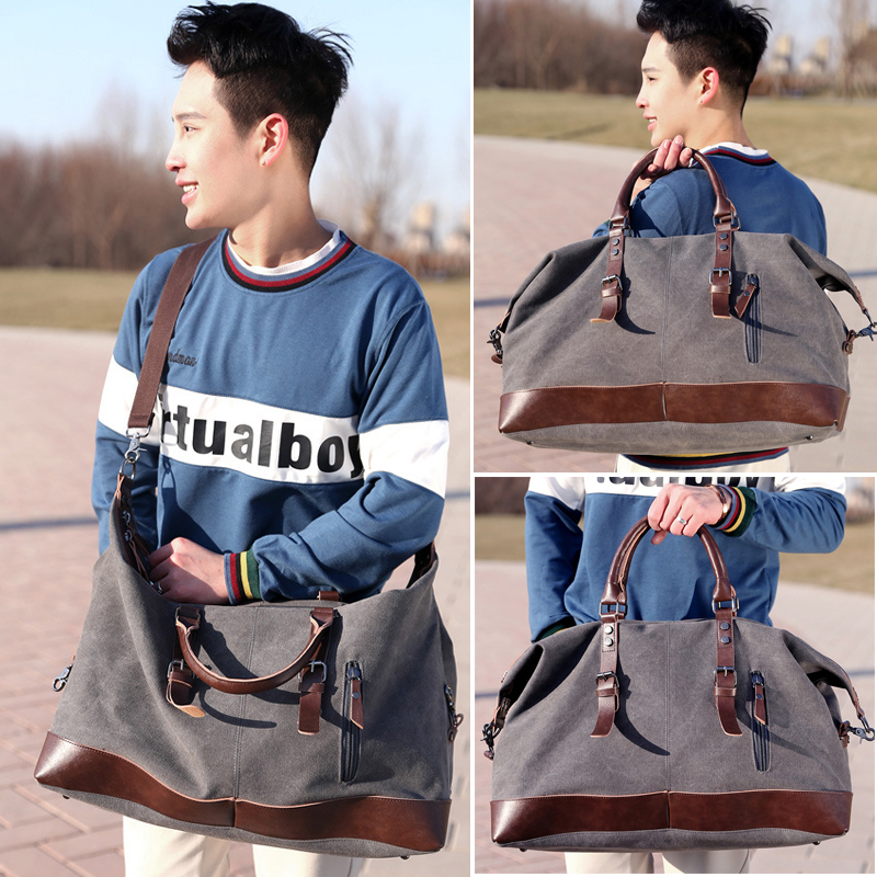 Scione Canvas Leather Men Travel Bags Carry on Luggage Bag Men Duffel Bags Travel Tote Large Weekend Bag Overnight Male Handbag CX200718