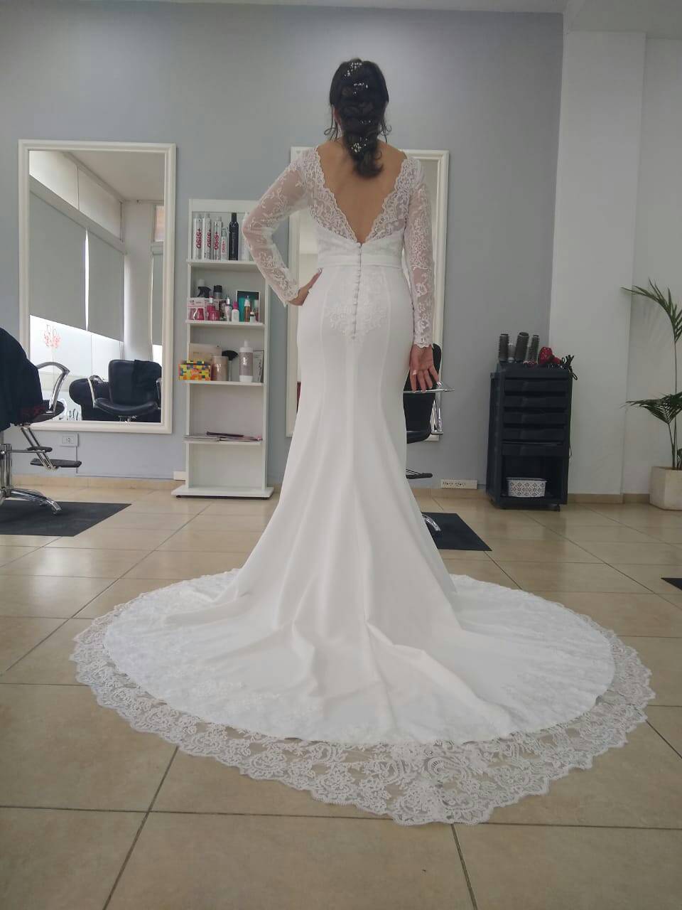 Sexy Backless Mermaid Wedding Dress 2021 Satin and Lace Long Sleeve Wedding Bridal Gowns with Belts Brush Train vestido de noiva