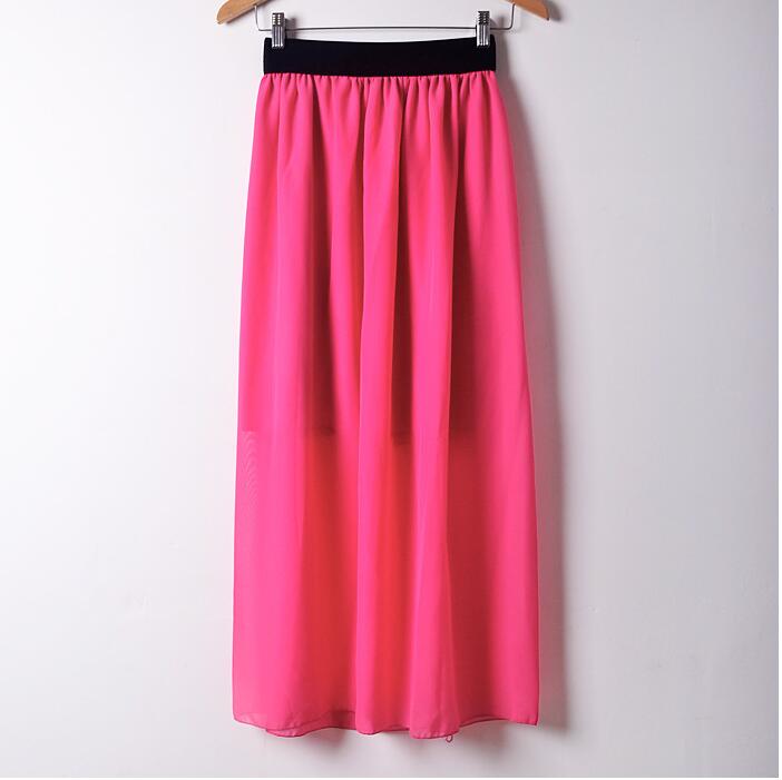 Casual Women Double Layer Chiffon Pleated Elastic Waist Skirt Free shipping and Drop shipping XJ017 explosion models